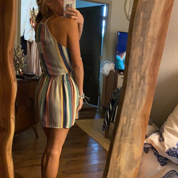 NWT Boutique Rainbow Stripe Adjustable Length Tie Mini Dress Size Small - Picture 11 of 11